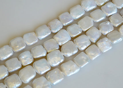 11-12 mm AAA Natural White Square Coin Shape Genuine Freshwater Pearl Beads High Quality Coin Pearl 32 Beads #896