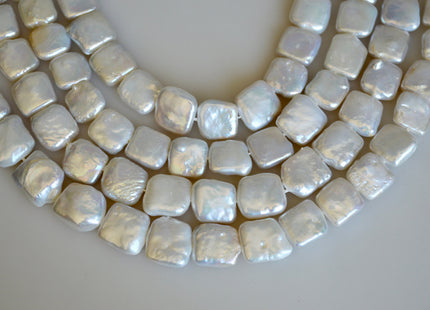 11-12 mm AAA Natural White Square Coin Shape Genuine Freshwater Pearl Beads High Quality Coin Pearl 32 Beads #896