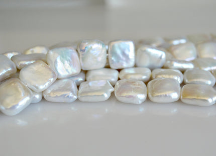 11-12 mm AAA Natural White Square Coin Shape Genuine Freshwater Pearl Beads High Quality Coin Pearl 32 Beads #896