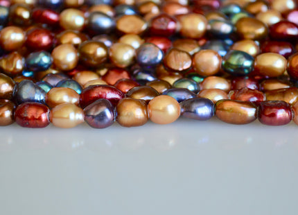 8x9-11 mm Large Hole Freshwater Pearls Beads Oval Nugget Shape 2.1mm Hole Mixed Pink Red Peacock Color #898