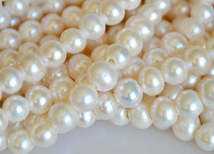 7.5 mm AA Half Strand Large Hole Potato Natural White Freshwater Pearls Beads Hole Size 1.2-2.1mm #900
