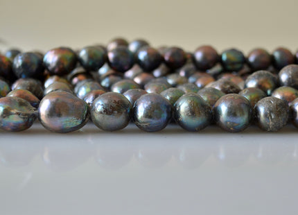 12-16mm Large Hole Dark Peacock Color Baroque Pearl Beads 2mm Hole #241