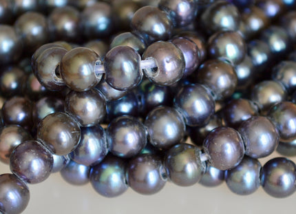 8 mm Large Hole Dark Peacock Color Potato/Round Shape Freshwater Pearl Beads 3.0 mm Hole #870
