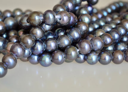 8 mm Large Hole Dark Peacock Color Potato/Round Shape Freshwater Pearl Beads 3.0 mm Hole #870