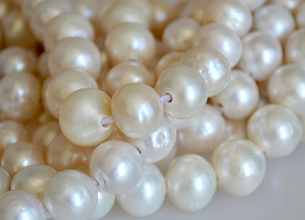 11-13 mm Half Strand Large Hole Natural White Baroque Pearl 2mm Hole Natural Baorque Pearl Rare Cultured Edison Pearl #256