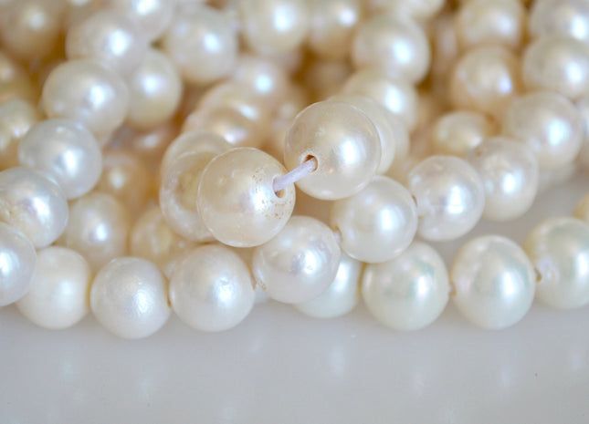 11-13 mm Half Strand Large Hole Natural White Baroque Pearl 2mm Hole Natural Baorque Pearl Rare Cultured Edison Pearl #256