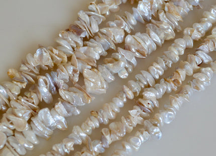 3-4x8-10mm & 3-4x12-16mm Keshi Freshwater Pearl Beads Center Drilled Cornflakes Shape #875