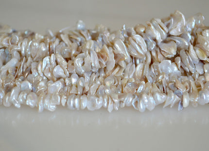3-4x8-10mm & 3-4x12-16mm Keshi Freshwater Pearl Beads Center Drilled Cornflakes Shape #875