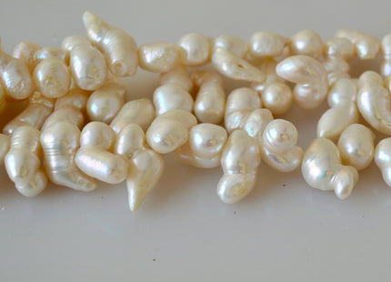 8-10 x 16-20 mm Irregular Fun Shape Natural White & Pink Color Freshwater Pearl Beads #519