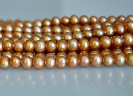 6 - 7mm Large Hole Medium Champagne Potato Freshwater Pearl 1.8mm Hole, Large Hole Pearl Beads, Genuine Freshwater Pearls #4