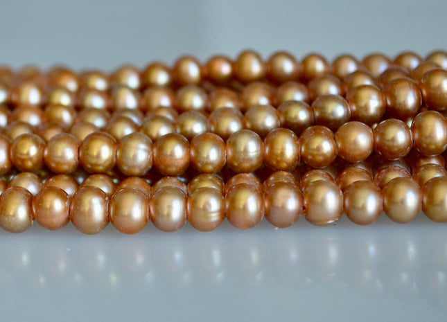 6 - 7mm Large Hole Medium Champagne Potato Freshwater Pearl 1.8mm Hole, Large Hole Pearl Beads, Genuine Freshwater Pearls #4