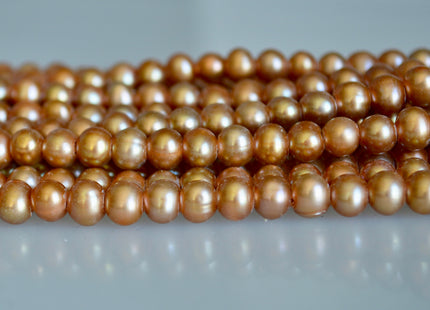 6 - 7mm Large Hole Medium Champagne Potato Freshwater Pearl 1.8mm Hole, Large Hole Pearl Beads, Genuine Freshwater Pearls #4