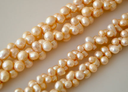 8x12mm & 9x14-16mm Peanut Shape Light Peach Color Center Drilled Freshwater Pearl Beads #904