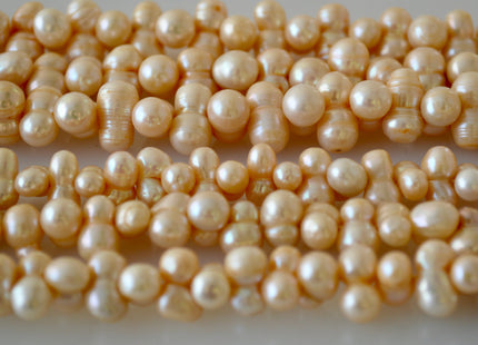 8x12mm & 9x14-16mm Peanut Shape Light Peach Color Center Drilled Freshwater Pearl Beads #904