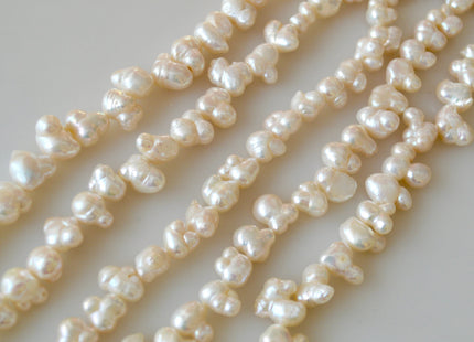 8-10x10-12mm Fun Shape Pink and White Color Side Drilled Freshwater Pearl Beads #905
