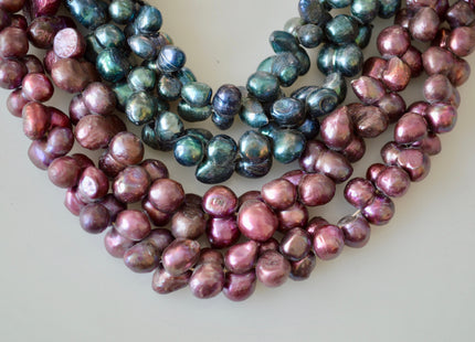 8-9x16-18mm Peanut Shape Green & Purple Color Center Drilled Freshwater Pearl Beads #906