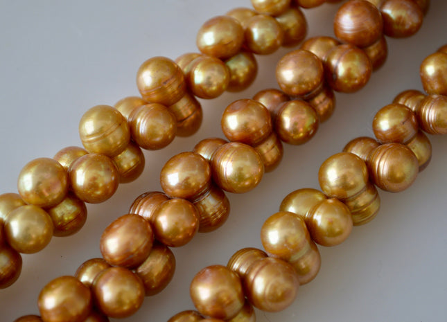 9x15-16mm Peanut Shape Brown Color Center Drilled Freshwater Pearl Beads #909