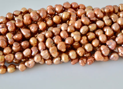 8x9-9x14mm Approx. Fun Shape Copper Color Center Drilled Freshwater Pearl Beads #914