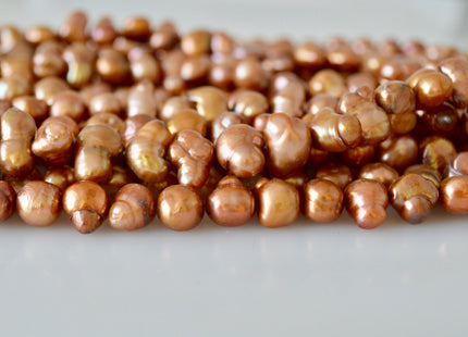 8x9-9x14mm Approx. Fun Shape Copper Color Center Drilled Freshwater Pearl Beads #914