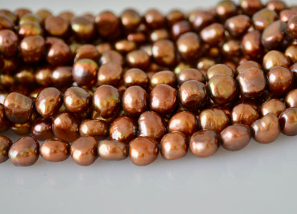8-9mm Nugget Shape Dark Peacock & Dark Brown Color Freshwater Pearl Beads #917
