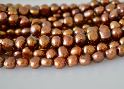 8-9mm Nugget Shape Dark Peacock & Dark Brown Color Freshwater Pearl Beads #917