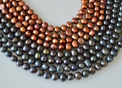 7-8mm Potato Nugget Dark Brown & Dark Peacock Freshwater Pearl Beads #919