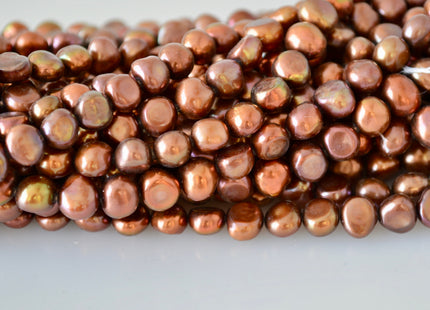 7-8mm Potato Nugget Dark Brown & Dark Peacock Freshwater Pearl Beads #919
