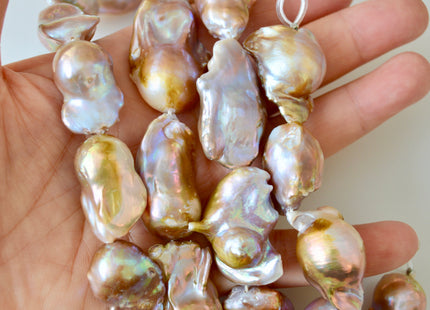 15x25-18-35mm Natural Color JUMBO Baroque Freshwater Irregular Pearl Beads #923