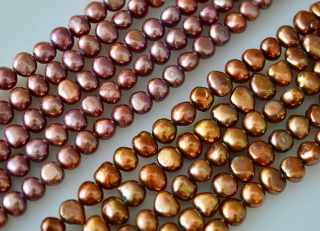 6-7mm Potato Nugget Purple/Pinkish & Dark Brown Color Freshwater Pearl Beads #926