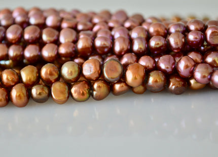 6-7mm Potato Nugget Purple/Pinkish & Dark Brown Color Freshwater Pearl Beads #926