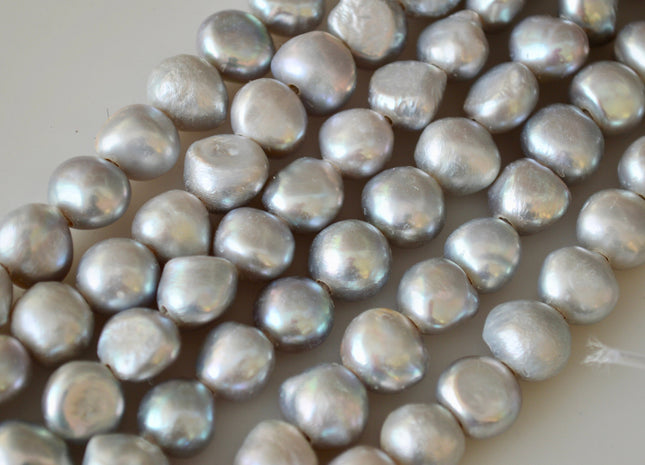 11-12mm AAA Large Hole Nugget Silver/Gray Color Freshwater Pearl Beads 2.2mm Hole #930