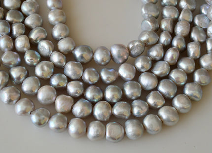 11-12mm AAA Large Hole Nugget Silver/Gray Color Freshwater Pearl Beads 2.2mm Hole #930