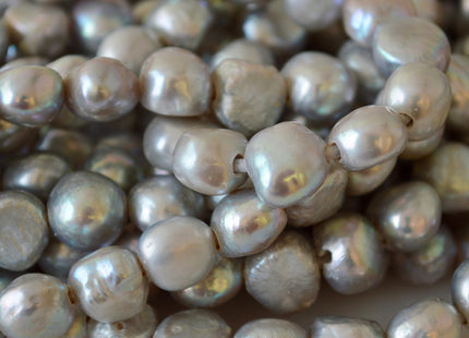 11-12mm AAA Large Hole Nugget Silver/Gray Color Freshwater Pearl Beads 2.2mm Hole #930