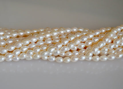 5x7mm AAA Large Hole Natural White Rice / Oval Freshwater Pearl Beads Hole Size 1.0mm Large Hole Rice Beads Large Hole White Rice Pearl #21