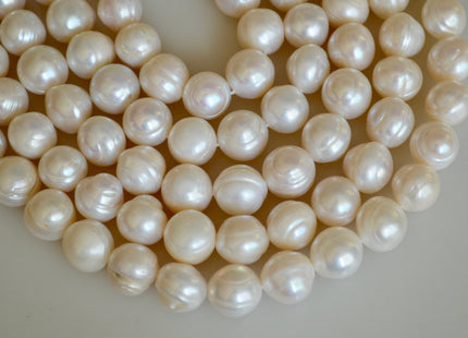 11-12mm Natural White Potato Ringed Freshwater Pearl Potato Shape, Genuine Freshwater Pearls, Ringed Potato Freshwater Pearls #13