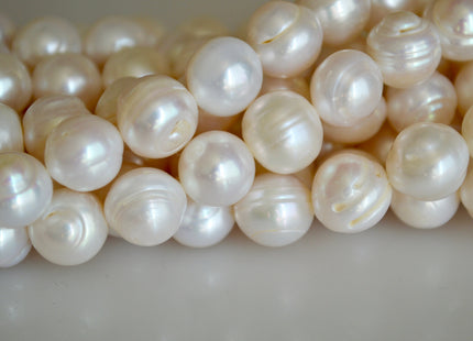 11-12mm Natural White Potato Ringed Freshwater Pearl Potato Shape, Genuine Freshwater Pearls, Ringed Potato Freshwater Pearls #13