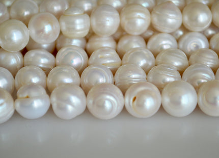 11-12mm Natural White Potato Ringed Freshwater Pearl Potato Shape, Genuine Freshwater Pearls, Ringed Potato Freshwater Pearls #13