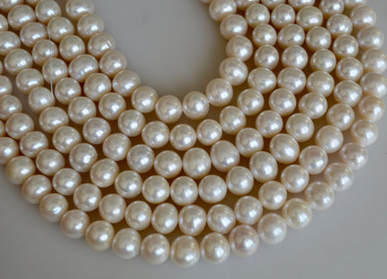 11-12 mm AAA Extra Shiny Natural White Potato Freshwater Pearls Genuine Large Hole High Luster White Pearls Hole Size 0.8mm Or 2.2mm #202