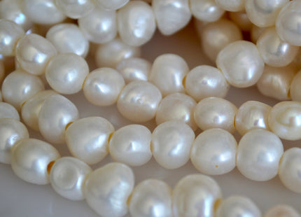 11-12mm AAA Large Hole Natural White Freshwater Pearl Nuggets, 2.5 mm Hole, Genuine Natural White Freshwater Pearl Nugget Bead #344