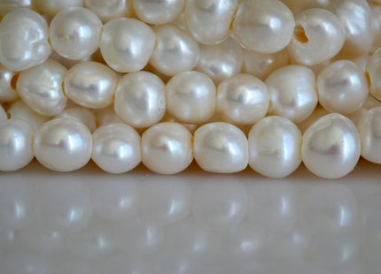 11-12mm AAA Large Hole Natural White Freshwater Pearl Nuggets, 2.5 mm Hole, Genuine Natural White Freshwater Pearl Nugget Bead #344