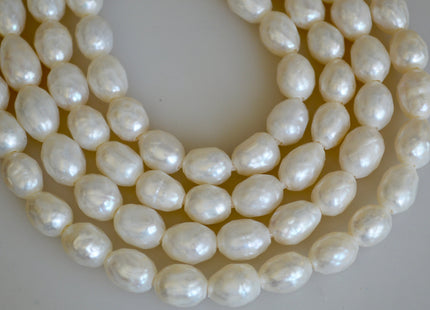 9 x 11 mm Large Hole Natural White Faceted Rice/Oval Freshwater Pearl Beads Limited Edition Faceted Genuine Freshwater Pearls #630