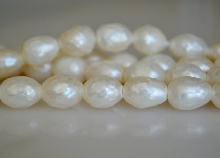 9 x 11 mm Large Hole Natural White Faceted Rice/Oval Freshwater Pearl Beads Limited Edition Faceted Genuine Freshwater Pearls #630