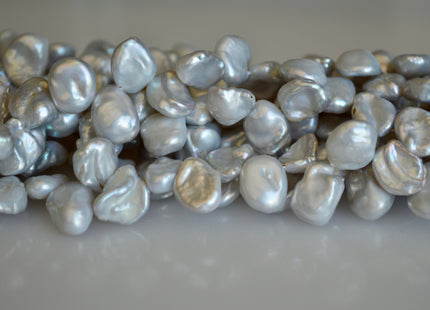 8-9x10-12mm Silver Gray Color Freshwater Keshi Pearl Beads Top Drilled Cornflakes Genuine Freshwater Pearl #892