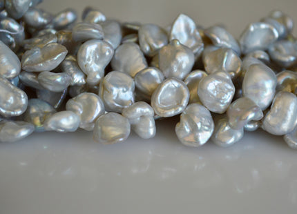 8-9x10-12mm Silver Gray Color Freshwater Keshi Pearl Beads Top Drilled Cornflakes Genuine Freshwater Pearl #892