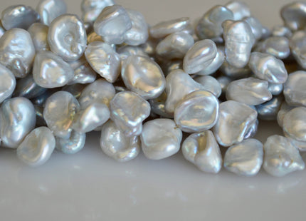 8-9x10-12mm Silver Gray Color Freshwater Keshi Pearl Beads Top Drilled Cornflakes Genuine Freshwater Pearl #892