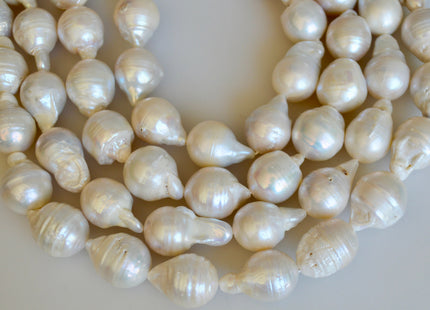 12x16-14x18mm Natural White Jumbo Size Largr Hole Graduated Freshwater Baroque Pearl Beads 19-23 Pieces #897