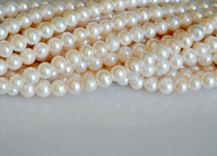 7.5 mm AA Half Strand Large Hole Potato Natural White Freshwater Pearls Beads Hole Size 1.2-2.1mm #900
