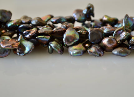 12-15 mm Peacock Cornflakes Keshi Pearl Beads Genuine Natural Top Drilled Peacock Cultured Pearls #557