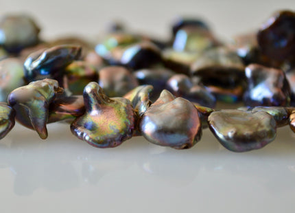 12-15 mm Peacock Cornflakes Keshi Pearl Beads Genuine Natural Top Drilled Peacock Cultured Pearls #557