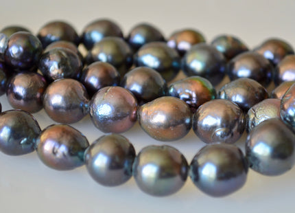 10 -13 mm Large Hole Graduated Baroque Pearl Peacock, Natural Large Baroque Pearls, Genuine Freshwater Pearls #117